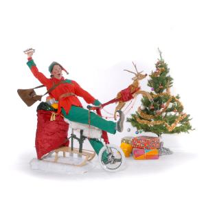 Elf on a pedal powered sleigh