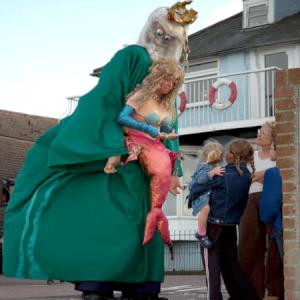 Mermaid and Neptune strolling street theatre act.