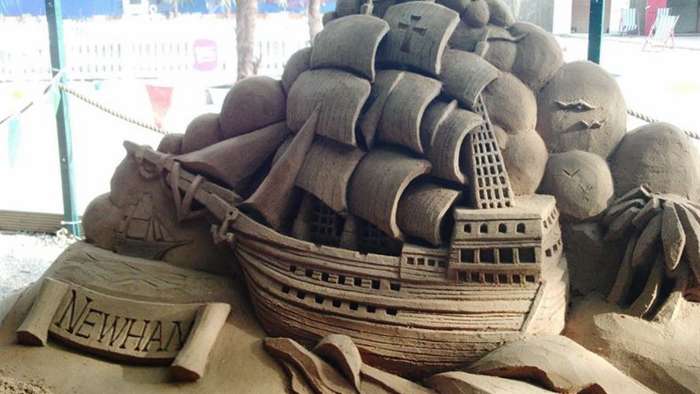 Sand Sculpture of a tall ship