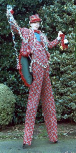 Jolly Christmas Character stilt walker. Please quote brsi6.