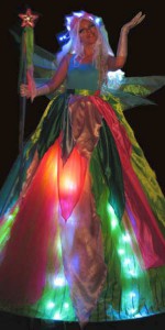 Illuminated Fairy stiltwalker (coloured light version). Please quote here3.
