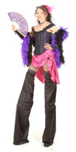Black and Purple Burlesque stilt walker. Please quote sorc7.
