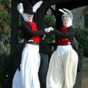 Comedy stilt walking buniies