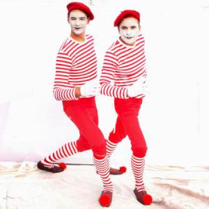 Colourful mime street theatre