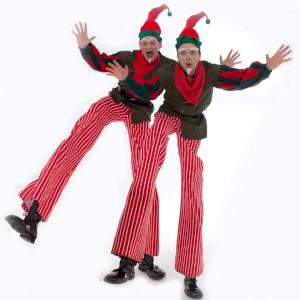 stilt walking mime elves