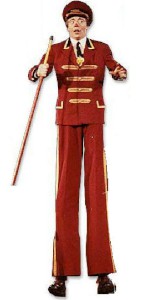 Stiltwalking bellhop